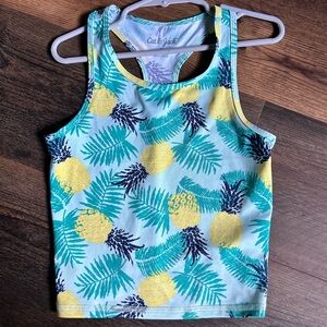 Cat & Jack Kids Tropical Print Tank Top - Blue and Yellow UV blocking